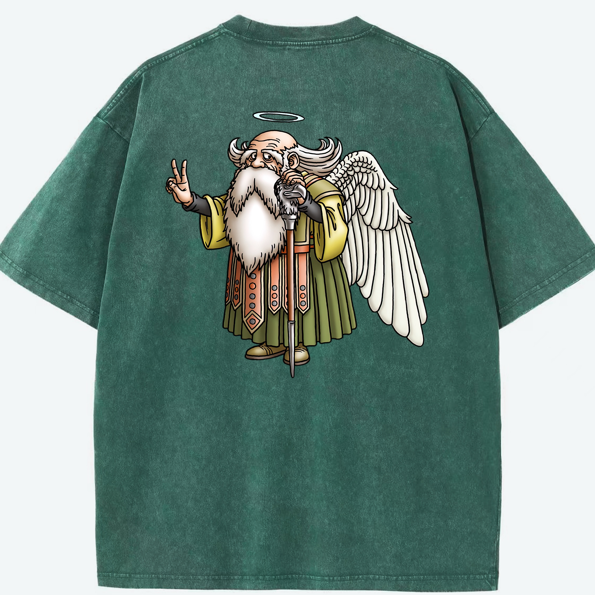 （画像用） ドラゴンクエスト Doragon Kuesuto Dragon Quest 綿100% ヴィンテージ風 半袖Tシャツ（背面プリント）